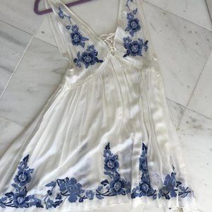 Free People Aida White Embroidered Slip Dress